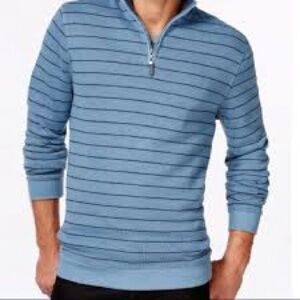 Kensington Men's Blue Striped Zip-Up Sweater
